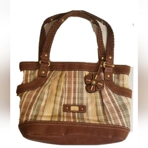 Etienne Aigner Vertical Striped Woven Baguette Handbag